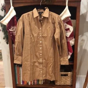 J crew 100 % cotton shirtdress tan light brown small petite